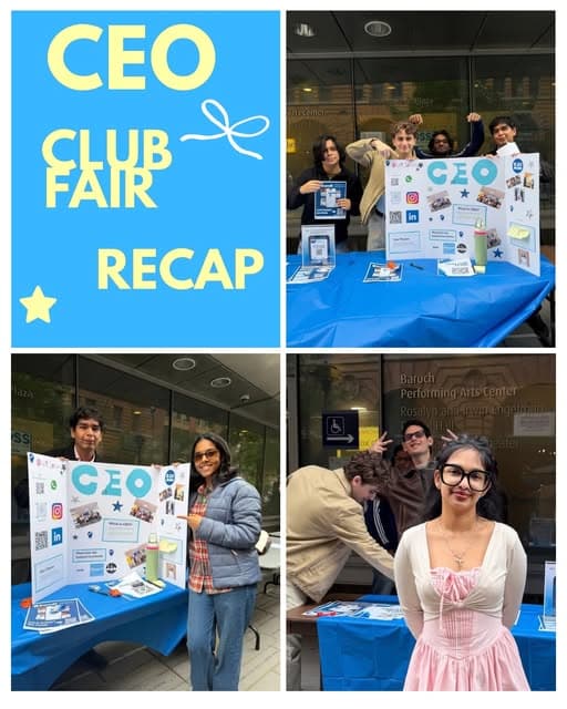 Club fair recap: members at the CEO table outside the Baruch Performing Arts Center
